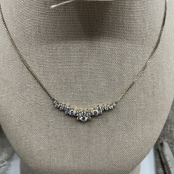 Diamonique by QVC Sterling Silver Necklace, Adjustable 14–16 Inches - Picture 6 of 17